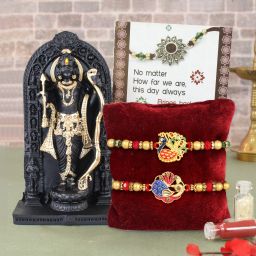 Religious TR-RB24-Rakhiwithramlalla-S002 Assorted Rakhi, Showpiece, Greeting Card, Chawal Roli Pack Set-22