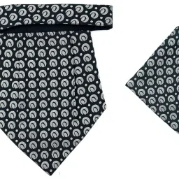 GOOD ONE STORE Micro Cravat set with pocket square for Men's ( Black CVT-101) Cravat-image-4