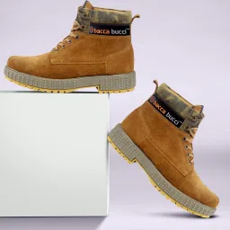 Men's Tan Suede Leather Adjustable Lace up for Work Combat Hiking Motorcycle Military Boots For Men-image-27