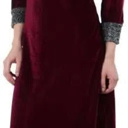 Solid Velvet Stitched Flared/A-line Gown-image-24