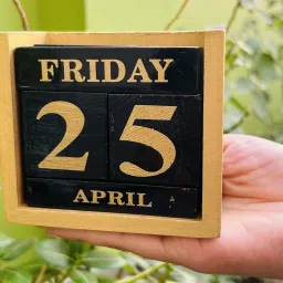 Wooden Golden, Black Desk Calendar with Day Date Month Display 2025-2030 Table Calendar-23