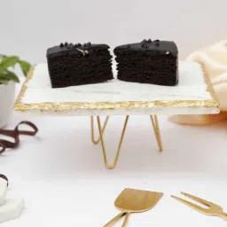home arte Rectangular Marble Cake Stand with Metal Stand for Weddings, Birthdays 10 x 8-Inch-picture-14
