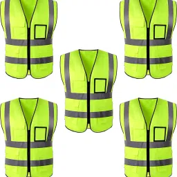 High Visibility Reflective Safety Zipper Jacket with Pockets ( PACK OF 5) Safety Jacket-image-10
