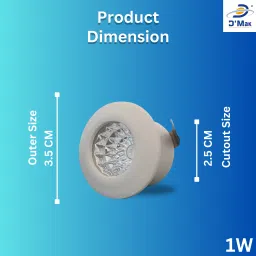 d'mak D’Mak™ 1 Watt LED COB/Spot Light/Button Light (Blue) Round Driver Included pack of 4 Recessed Ceiling Lamp image 3