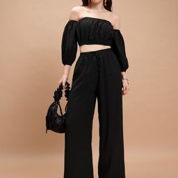 KETCH Off-Shoulder Puff Sleeves Crop Top With Wide Leg Trouser-picture-10