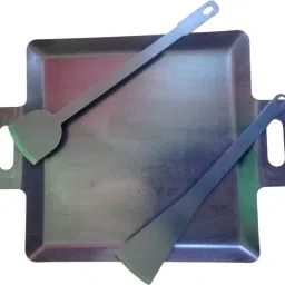SQUARE FLAT 2.5KG IRON DOSA TAWA WITH 2 TURNER Tawa 30 cm diameter-picture-7