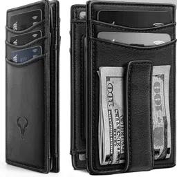 contacts Men Trendy Black Genuine Leather RFIDWallet-picture-42