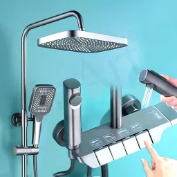 InArt Shower Panel Stainless Steel,Thermostatic,Multi-Mode Rainfall & Waterfall(Grey) Design-image-12