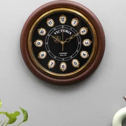 pristine interiors Vintage Brown Wood & MDF Wall Clock-picture-33