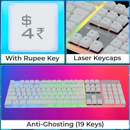 ZEBRONICS ?ZEB-WAR-K (White) Wired USB Laptop-size Gaming Keyboard Compatible with Desktop, Laptop, Mac , with gaming mode ,stand support,multimedia_keys,WAR-K(White) image 5