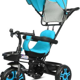 Small kids Tricycles |Cycles for Kids | Cycle for Baby with Storage Basket Black Frame Canopy Tricycle-image-50