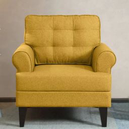 woodsworth from pepperfry Serena Chenille Fabric 1 Seater Sofa in Yellow Colour-picture-31