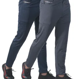 Pack of 2 Men Solid Blue, Grey Track Pants-image-29