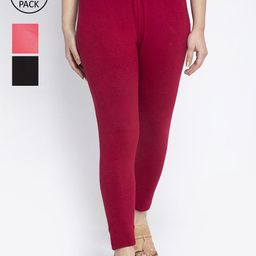 GRACIT Women Pack Of 3 Solid Ankle-Length Leggings-image-101
