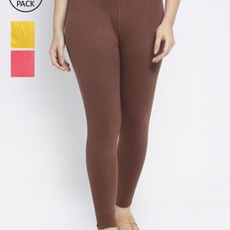 GRACIT Women Pack Of 3 Solid Ankle-Length Leggings-image-65