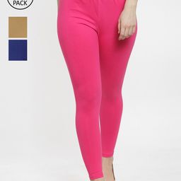 GRACIT Women Pack Of 3 Solid Ankle-Length Leggings-image-66