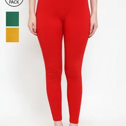 Jinfo Women Pack Of 3 Solid Ankle-Length Super Combod Cotton Leggings-picture-35