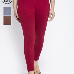 Jinfo Women Cotton Ankle Length Leggings Pack of 3-image-94