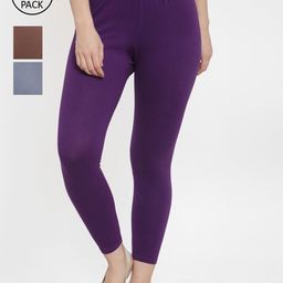 GRACIT Women Cotton Ankle Length Leggings Pack Of 3-image-129
