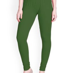 LYRA Women Green Solid Churidar Length Leggings-45