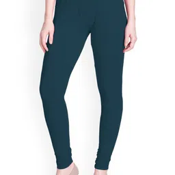 LYRA Women Teal Green Solid Churidar Length Leggings-image-60
