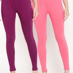 TAG 7 Women Pack Of 2 Solid Comfort-Fit Ankle-Length Leggings-image-97