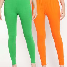 TAG 7 Women Pack Of 2 Solid Comfort-Fit Ankle-Length Leggings-image-76
