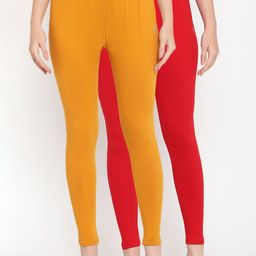 TAG 7 Women Pack Of 2 Solid Comfort-Fit Ankle-Length Leggings-16