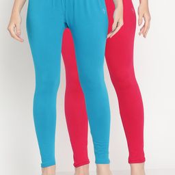 TAG 7 Women Pack Of 2 Solid Comfort-Fit Ankle-Length Leggings-image-94