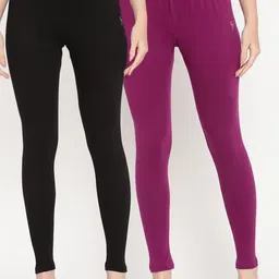TAG 7 Women Pack Of 2 Solid Comfort-Fit Ankle-Length Leggings-picture-30