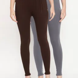 TAG 7 Women Pack Of 2 Solid Comfort-Fit Ankle-Length Cotton Leggings-21