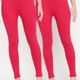 TAG 7 Women Pack Of 2 Solid Comfort-Fit Ankle-Length Leggings-image-89