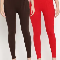 TAG 7 Women Pack Of 2 Solid Comfort-Fit Ankle-Length Leggings-image-88