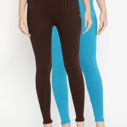TAG 7 Women Pack Of 2 Solid Comfort-Fit Ankle-Length Cotton Leggings-image-39