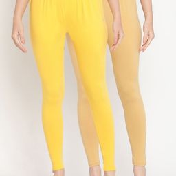 TAG 7 Women Pack Of 2 Solid Comfort-Fit Ankle-Length Leggings-image-56