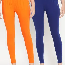 TAG 7 Women Pack Of 2 Solid Comfort-Fit Ankle-Length Leggings-image-84