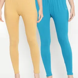TAG 7 Women Pack Of 2 Solid Comfort-Fit Ankle-Length Cotton Leggings-image-40