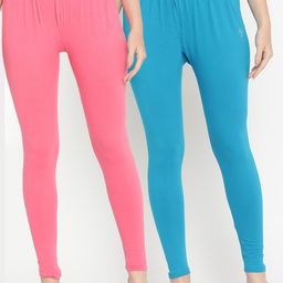 TAG 7 Women Pack Of 2 Solid Comfort-Fit Ankle-Length Leggings-image-97