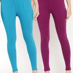 TAG 7 Women Pack Of 2 Solid Comfort-Fit Ankle-Length Leggings-picture-31