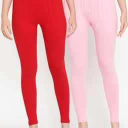 TAG 7 Women Pack Of 2 Solid Comfort-Fit Ankle-Length Leggings-image-91