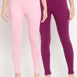 TAG 7 Women Pack Of 2 Solid Comfort-Fit Ankle-Length Leggings-picture-52