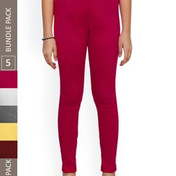 IndiWeaves Girls Pack of 5 Woolen Ankle-Length Leggings-picture-34