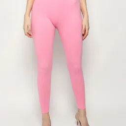 KEX Women Pack Of 2 Pink & Yellow Solid Ankle-Length Leggings-picture-24