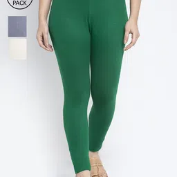 Jinfo Women Cotton Pack Of 2 Solid Ankle-Length Leggings-picture-26