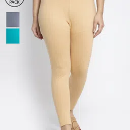 Jinfo Women Pack Of 3 Solid Ankle-Length Leggings-picture-20