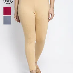 Jinfo Women Pack Of 3 Solid Ankle-Length Leggings-picture-17
