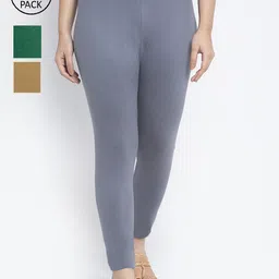 Jinfo Women Pack Of 3 Solid Ankle-Length Leggings-picture-28