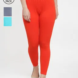 Jinfo Women Pack Of 3 Solid Ankle-Length Leggings-picture-23