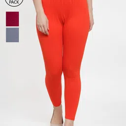 Jinfo Women Pack Of 3 Solid Ankle-Length Leggings-picture-11