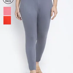 Jinfo Women Pack Of 3 Solid Ankle-Length Leggings-picture-14